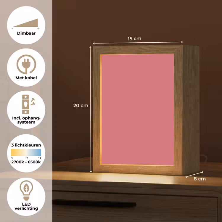 Crimson - Rose - Roze Light Box met kabel (Tafellamp) klein 925 -USP_NL