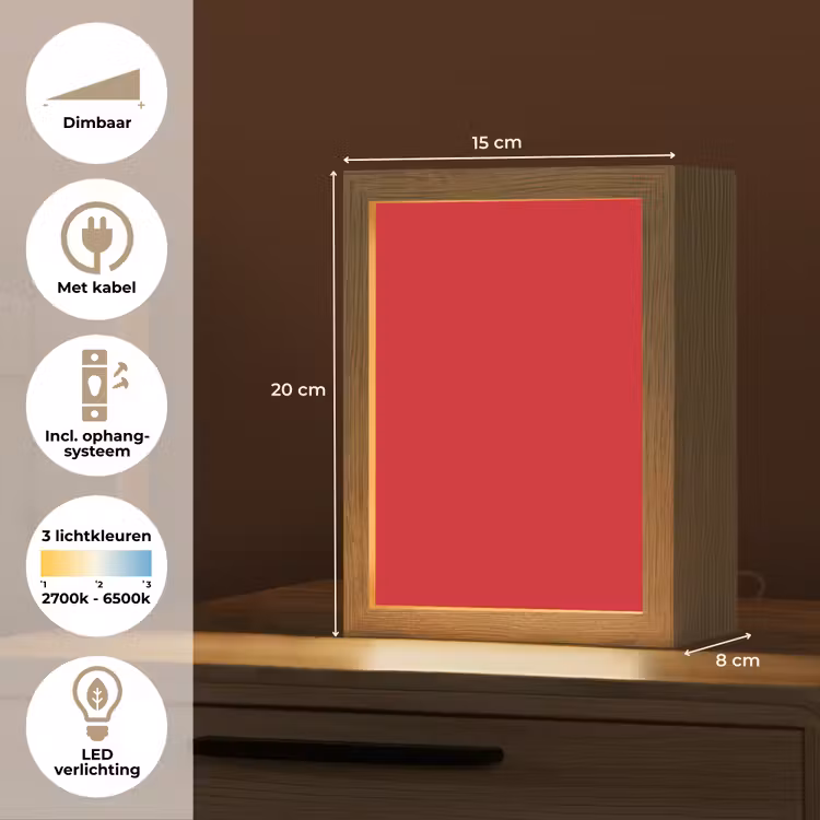 Crimson - Velvet - Rood Light Box met kabel (Tafellamp) klein 925 -USP_NL