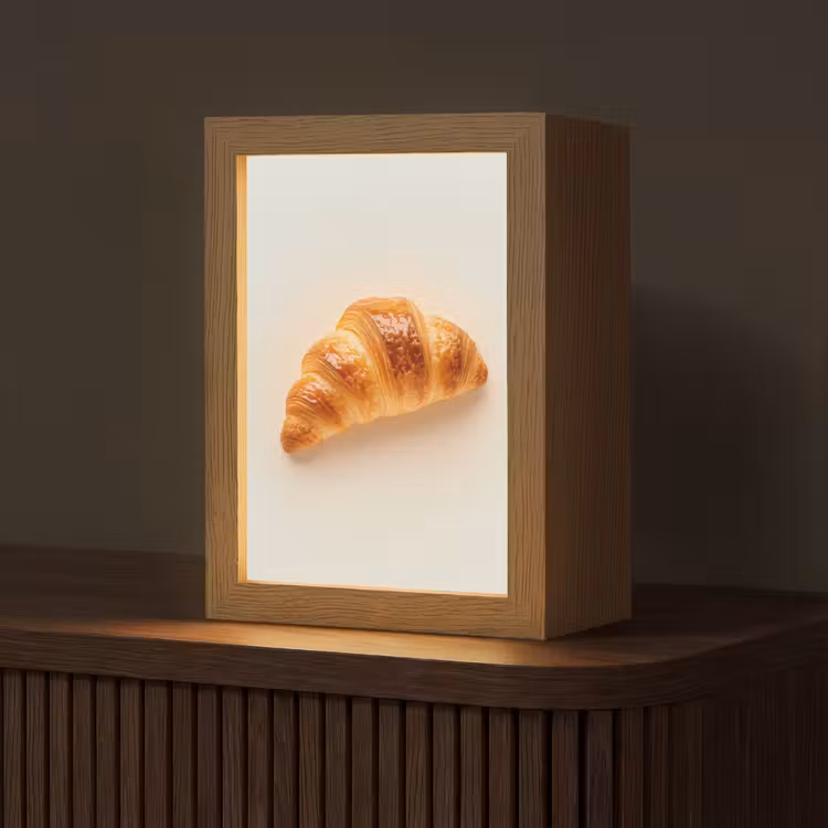 Croissant - Brood - Beige Light Box met kabel (Tafellamp) klein -z3d_website