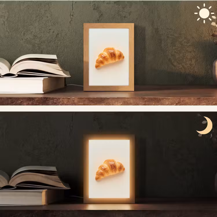 Croissant - Brood - Beige Light Box met kabel (Tafellamp) klein -sfeer3