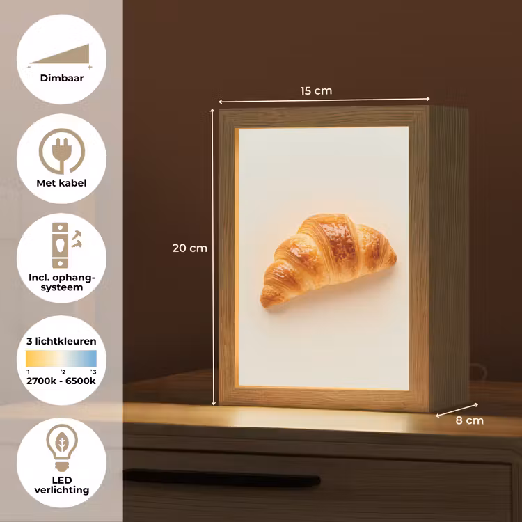 Croissant - Brood - Beige Light Box met kabel (Tafellamp) klein -USP_NL