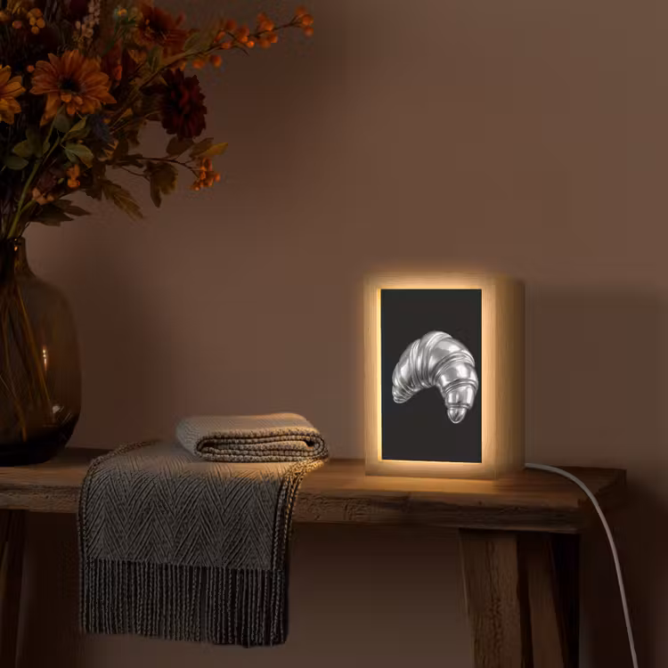 Croissant - Metaal - Zilver Light Box met kabel (Tafellamp) klein -sfeer4
