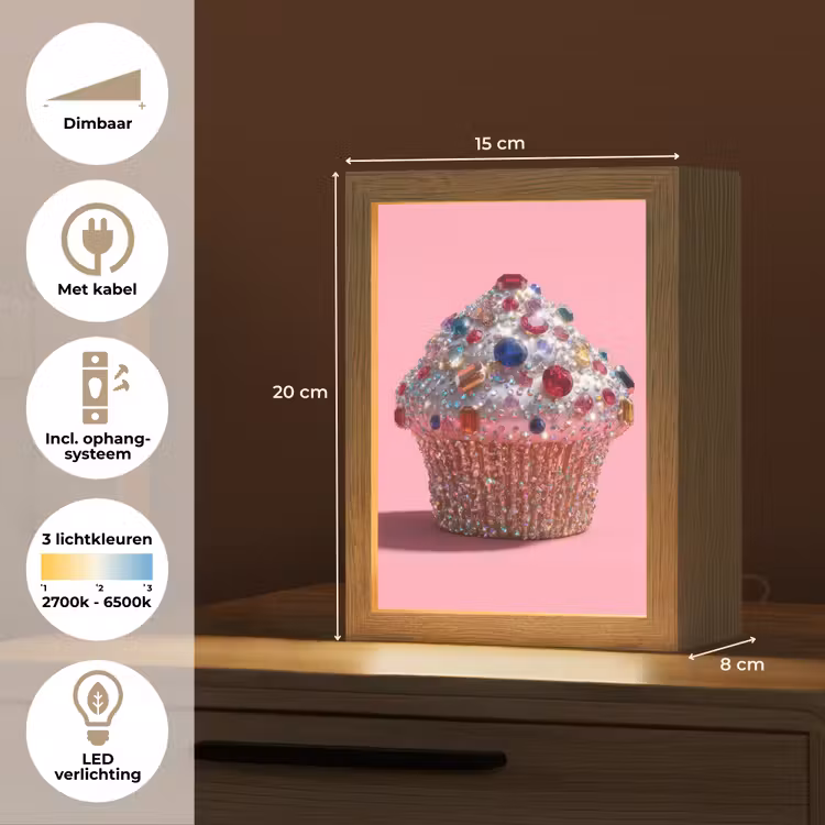 Cupcake - Kleurrijk - Edelstenen Light Box met kabel (Tafellamp) klein -USP_NL