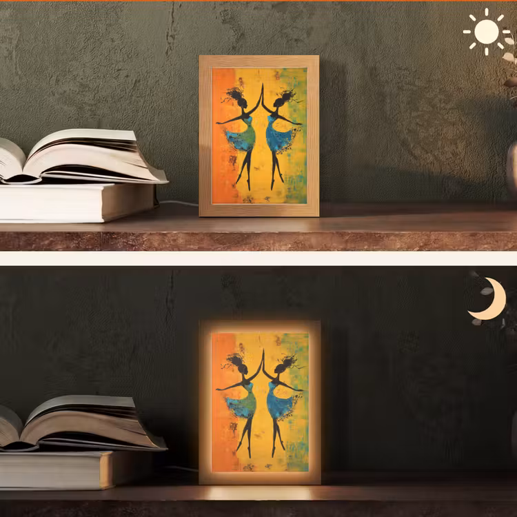 Dansen - Vrouwen - Verfstructuur Light Box met kabel (Tafellamp) klein -sfeer3