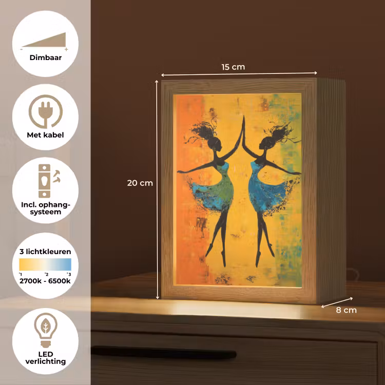 Dansen - Vrouwen - Verfstructuur Light Box met kabel (Tafellamp) klein -USP_NL