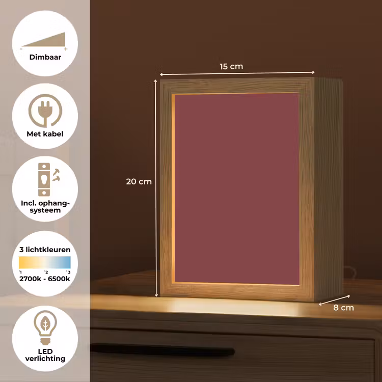 Dark - Garnet - Rood Light Box met kabel (Tafellamp) klein 925 -USP_NL