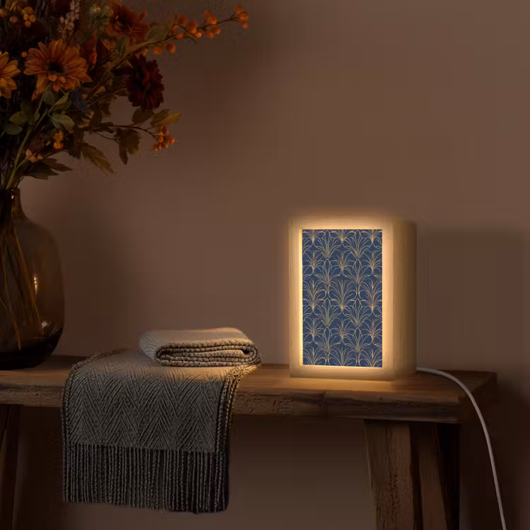 Deco - Waaier - Blauw Light Box met kabel (Tafellamp) klein 925 -sfeer4