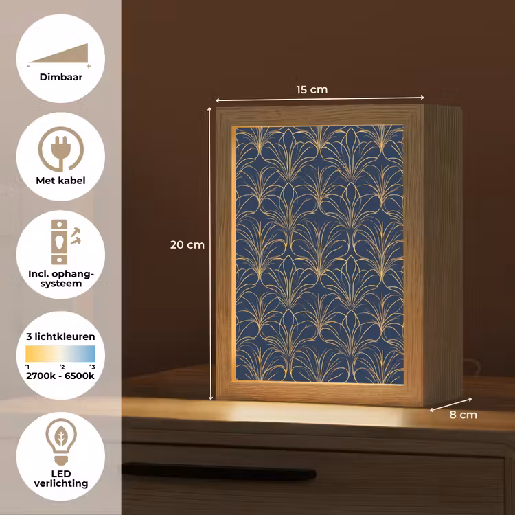 Deco - Waaier - Blauw Light Box met kabel (Tafellamp) klein 925 -USP_NL