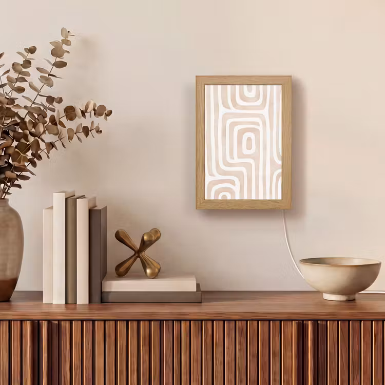 Decoratief - Labyrint - Beige Light Box met kabel (Tafellamp) klein -sfeer2