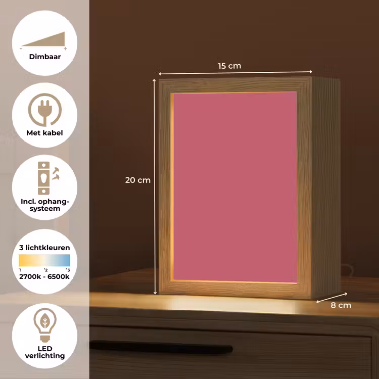 Deep - Berry - Rood Light Box met kabel (Tafellamp) klein 925 -USP_NL