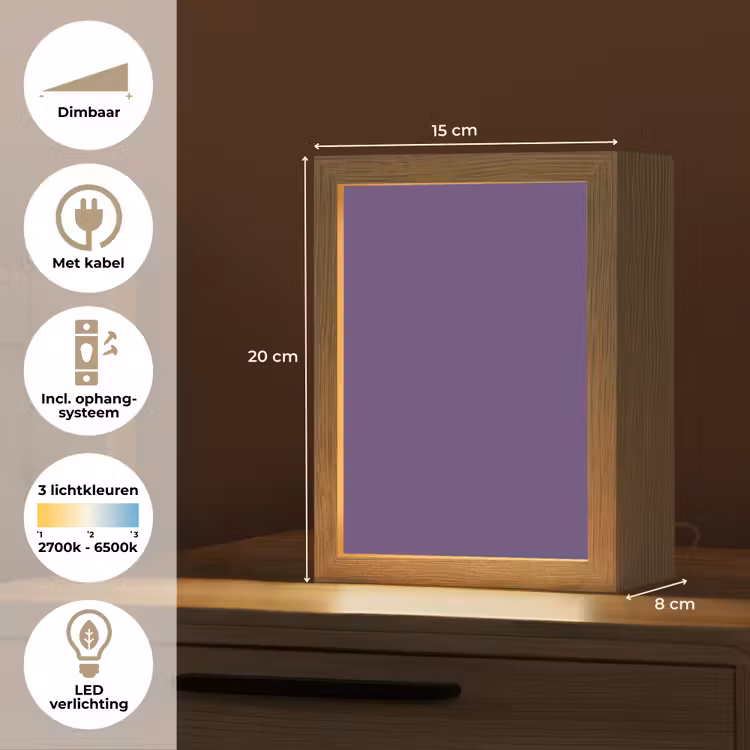 Deep - Plum - Paars Light Box met kabel (Tafellamp) klein 925 -USP_NL