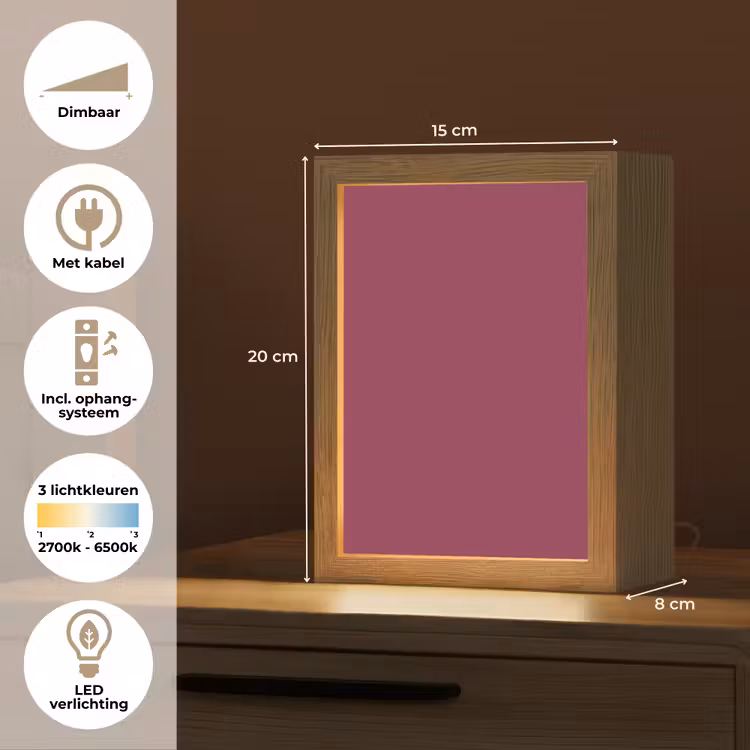 Deep - Rasberry - Rood Light Box met kabel (Tafellamp) klein 925 -USP_NL