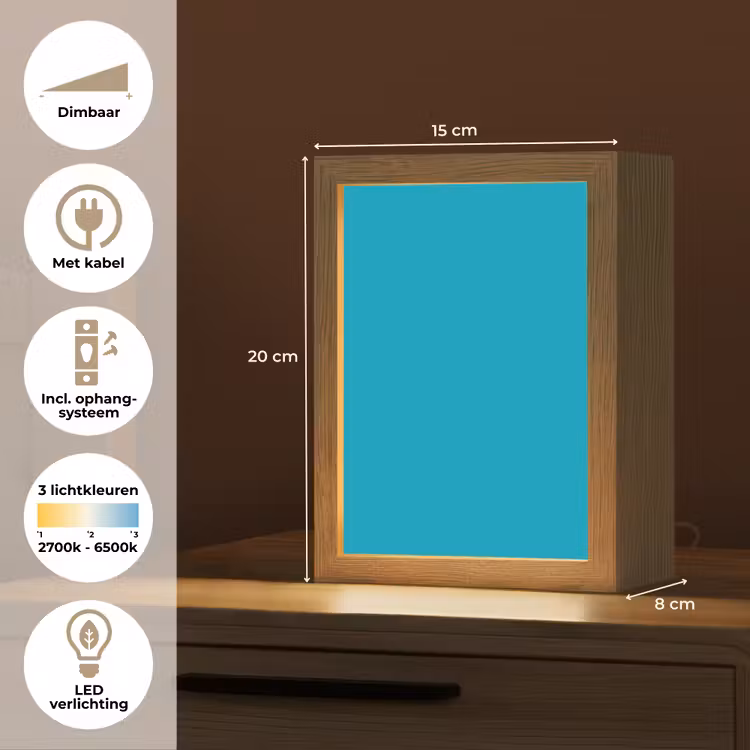 Deep - Turquoise - Turkoois Light Box met kabel (Tafellamp) klein 925 -USP_NL