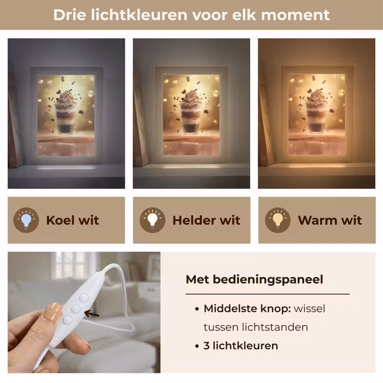 Dessert - Chocolade - Zoet - Eten Light Box met kabel (Tafellamp) klein -USP_lichtkleurNL