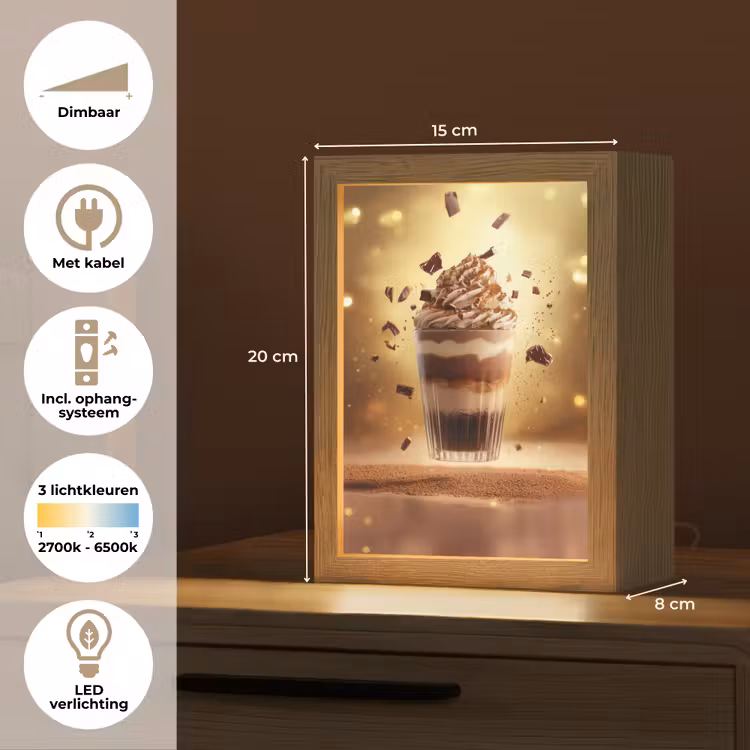 Dessert - Chocolade - Zoet - Eten Light Box met kabel (Tafellamp) klein -USP_NL