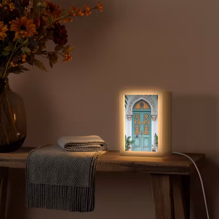 Deur - Patronen - Planten Light Box met kabel (Tafellamp) klein -sfeer4