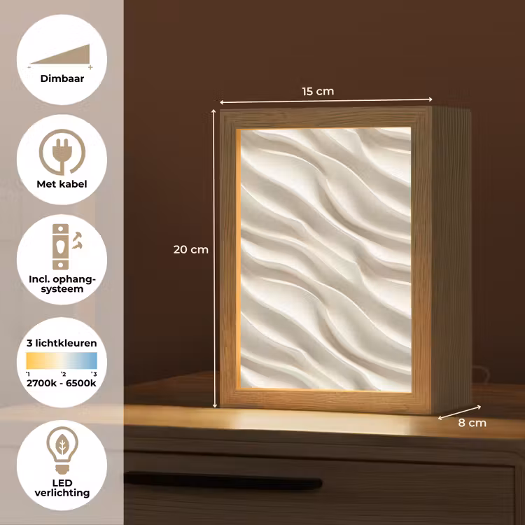 Diagonaal - Golven - Crème Light Box met kabel (Tafellamp) klein 925 -USP_NL
