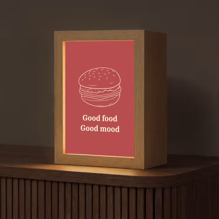 Dieprood - Lijntekening - Tekst - Hamburger Light Box met kabel (Tafellamp) klein -z3d_website