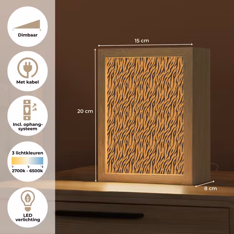 Dier - Oranje - Tijger Light Box met kabel (Tafellamp) klein 925 -USP_NL