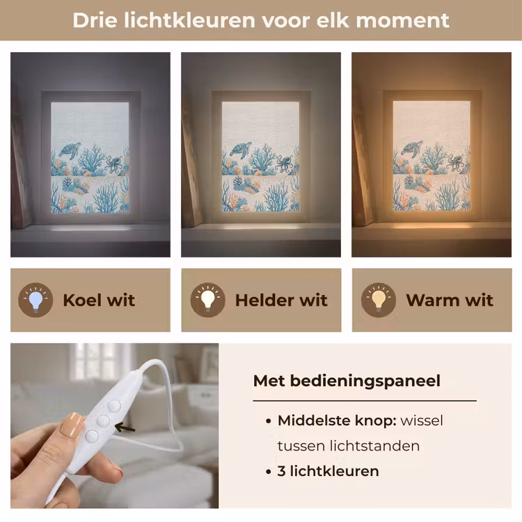 Dieren - Onderwater - Natuur - Mozaïek - Blauw Light Box met kabel (Tafellamp) klein -USP_lichtkleurNL