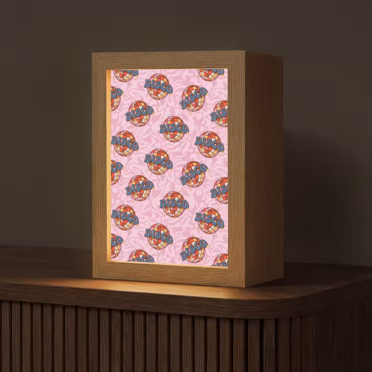 Disco - Bal - Patroon - Roze Light Box met kabel (Tafellamp) klein 925 -z3d_website