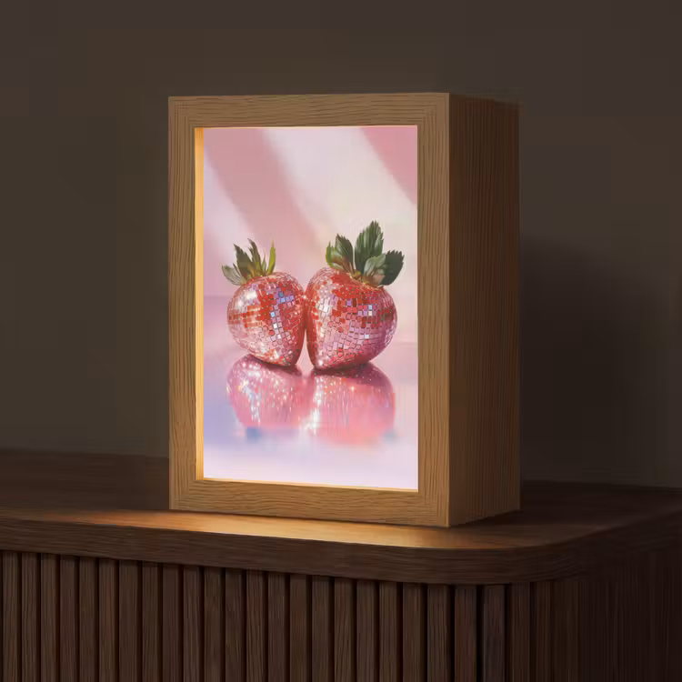 Disco - Fruit - Glitter - Strawberry Light Box met kabel (Tafellamp) klein -z3d_website