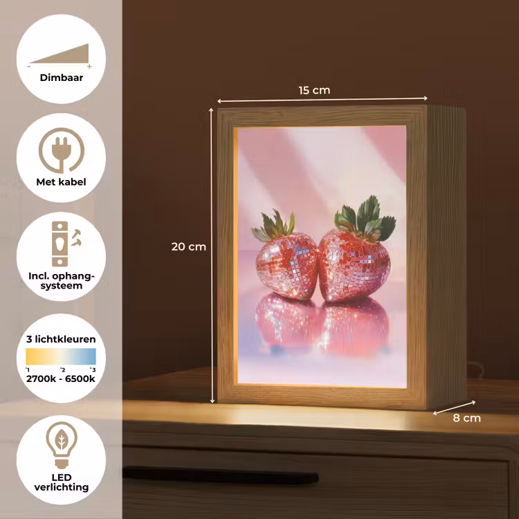 Disco - Fruit - Glitter - Strawberry Light Box met kabel (Tafellamp) klein -USP_NL