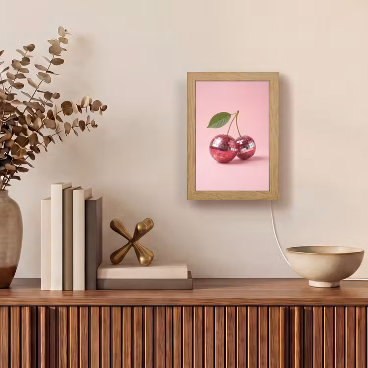 Disco - Kersen - Roze Light Box met kabel (Tafellamp) klein -sfeer2