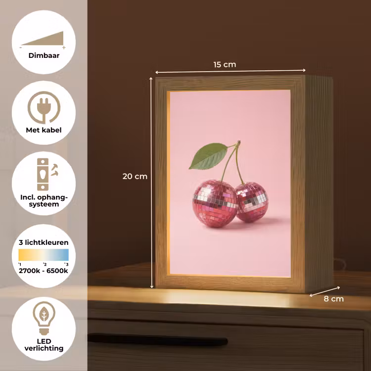 Disco - Kersen - Roze Light Box met kabel (Tafellamp) klein -USP_NL