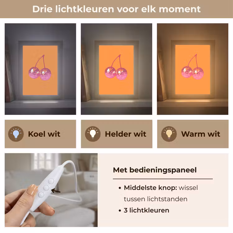 Discoballen - Kers - Spiegels - Roze Light Box met kabel (Tafellamp) klein -USP_lichtkleurNL