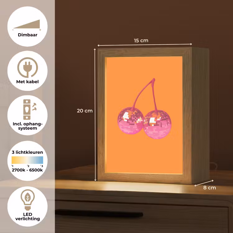 Discoballen - Kers - Spiegels - Roze Light Box met kabel (Tafellamp) klein -USP_NL