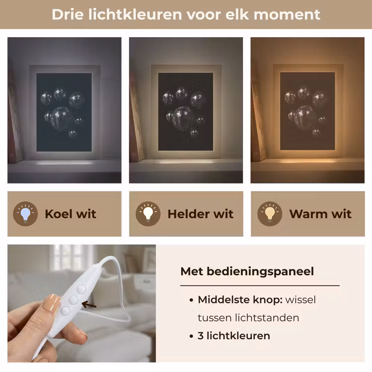 Discoballen - Minimalistisch - Zwart Light Box met kabel (Tafellamp) klein -USP_lichtkleurNL