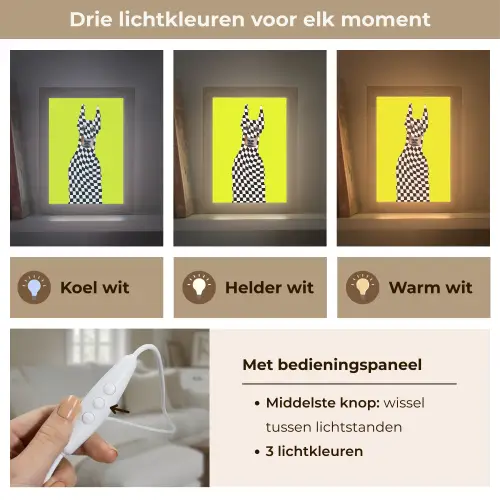 Dobermann - Geblokt - Geel Light Box met kabel (Tafellamp) klein -USP_lichtkleurNL