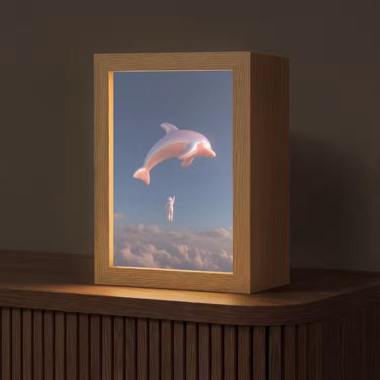 Dolfijn - Roze - Astronaut Light Box met kabel (Tafellamp) klein -z3d_website