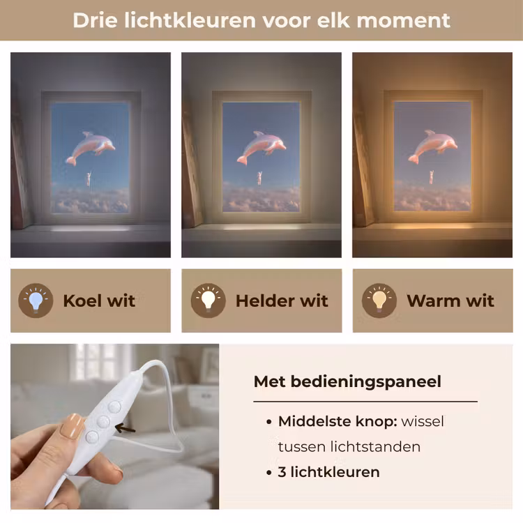 Dolfijn - Roze - Astronaut Light Box met kabel (Tafellamp) klein -USP_lichtkleurNL