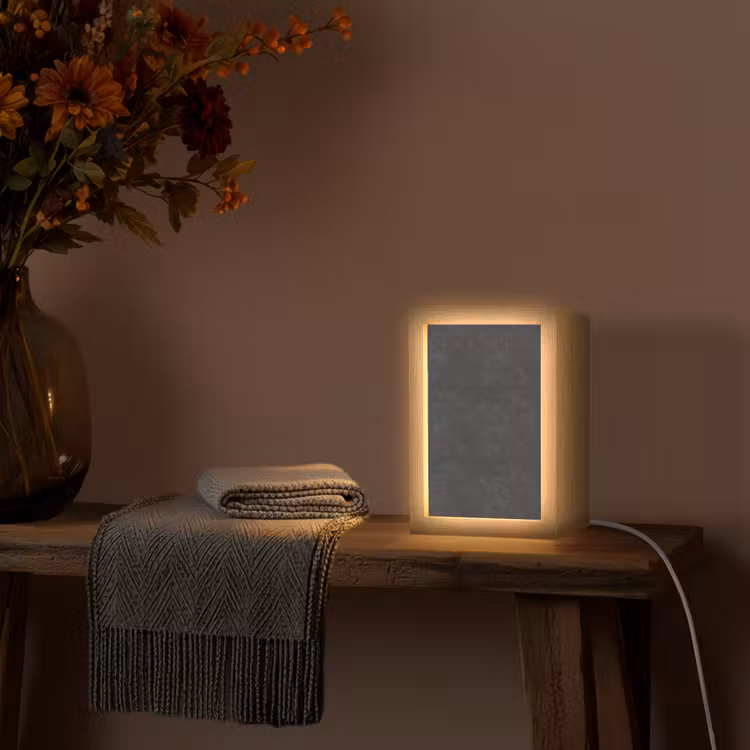 Donkergrijs - Asfaltstructuur - Ruw Light Box met kabel (Tafellamp) klein 925 -sfeer4