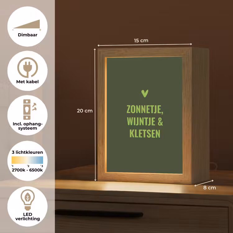 Donkergroen - Quote - Zon - Zomer Light Box met kabel (Tafellamp) klein -USP_NL