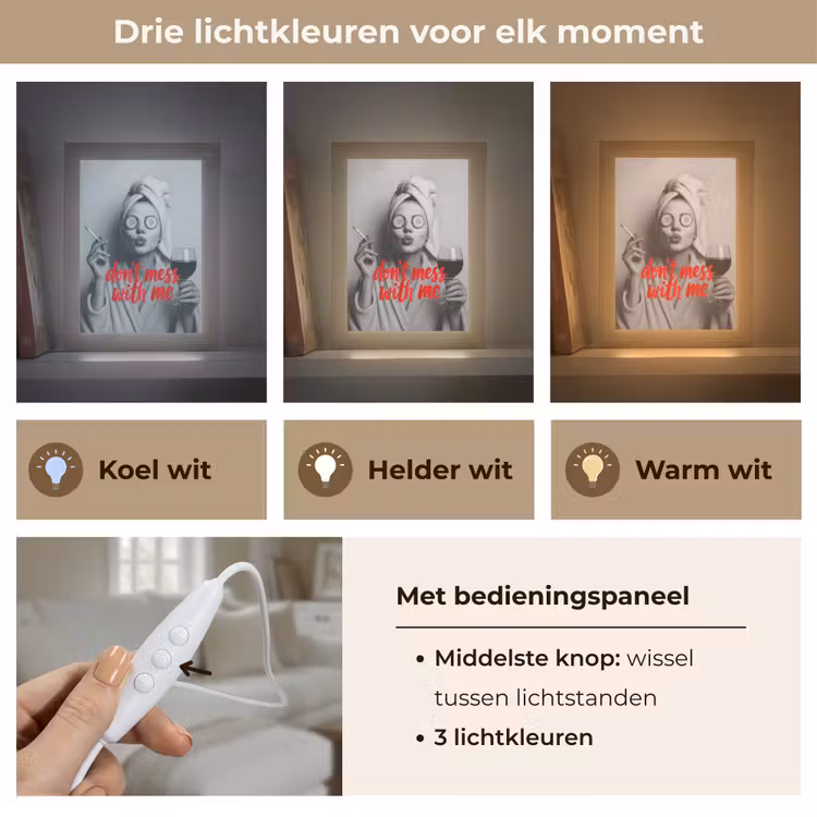 Don't mess with me - Wijn - Vrouw - Sigaret Light Box met kabel (Tafellamp) klein -USP_lichtkleurNL