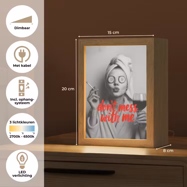 Don't mess with me - Wijn - Vrouw - Sigaret Light Box met kabel (Tafellamp) klein -USP_NL