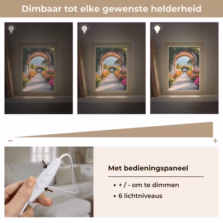 Doorkijk - Bloemen - Tropisch - Kleurrijk Light Box met kabel (Tafellamp) klein -USP_dimbaarNL