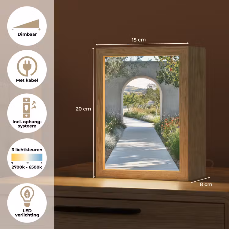 Doorkijk - Pad - Beton - Landschap Light Box met kabel (Tafellamp) klein -USP_NL