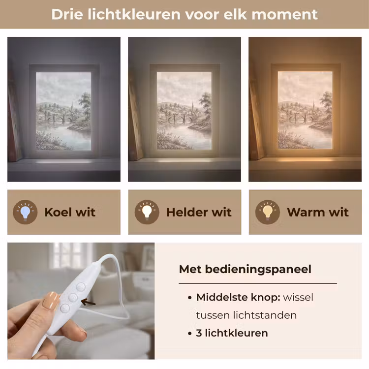 Dorp - Brug - Uitzicht - Groen Light Box met kabel (Tafellamp) klein -USP_lichtkleurNL