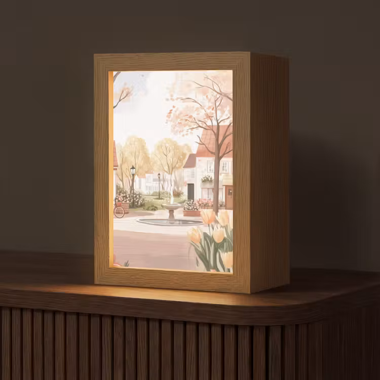 Dorpsplein - Fontein - Tulpen Light Box met kabel (Tafellamp) klein -z3d_website