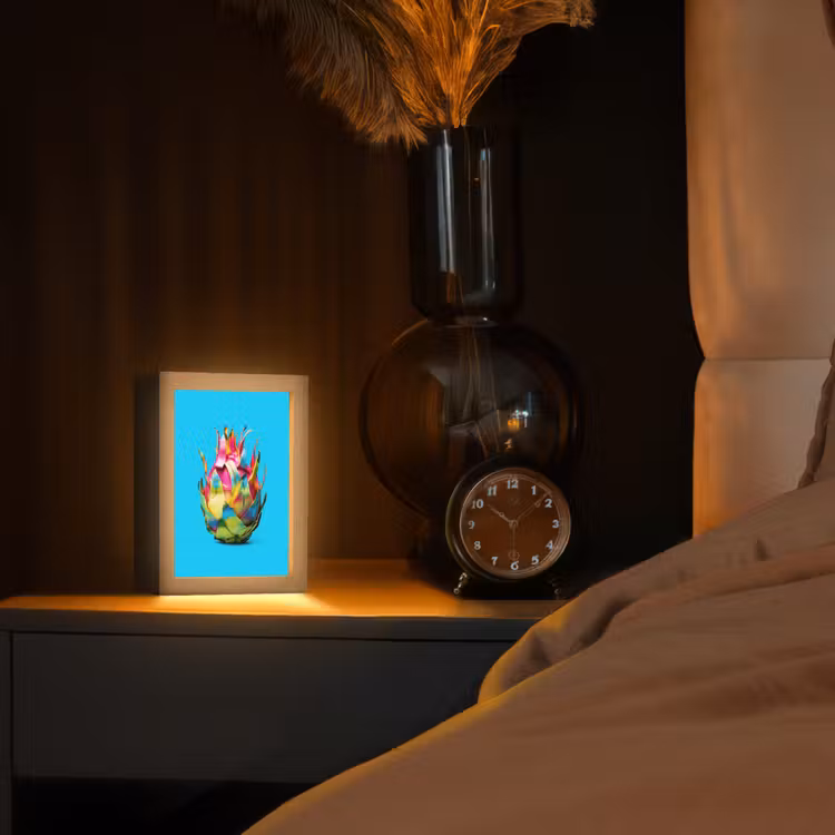Drakenfruit - Blauw - Levendig Light Box met kabel (Tafellamp) klein -sfeer1