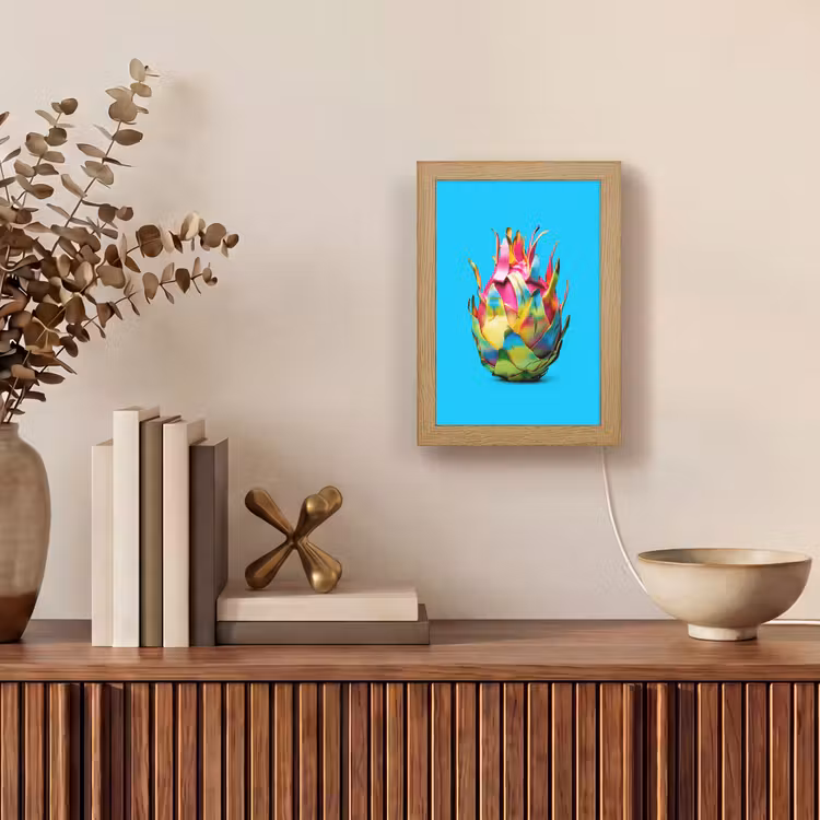 Drakenfruit - Blauw - Levendig Light Box met kabel (Tafellamp) klein -sfeer2