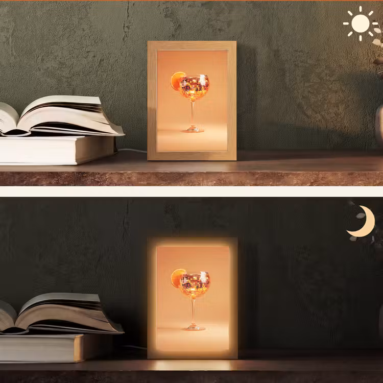 Drank - Oranje - Glitter - Disco Light Box met kabel (Tafellamp) klein -sfeer3