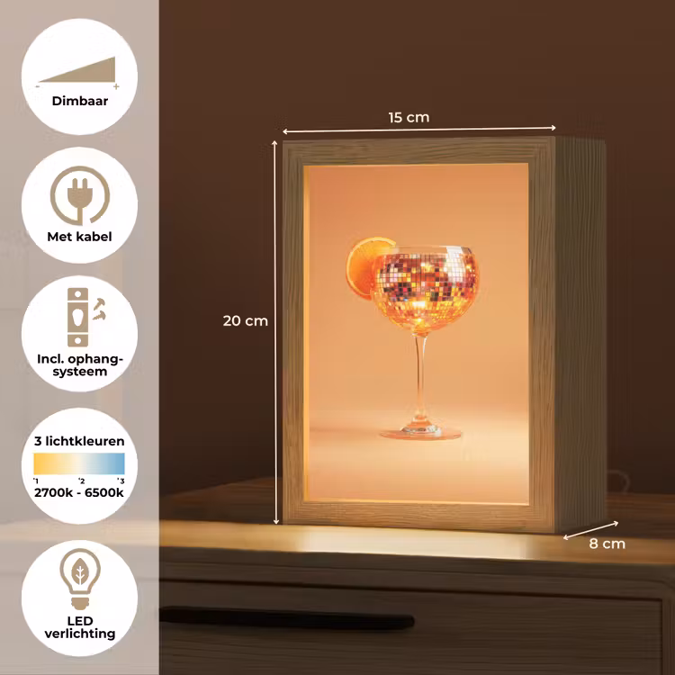 Drank - Oranje - Glitter - Disco Light Box met kabel (Tafellamp) klein -USP_NL