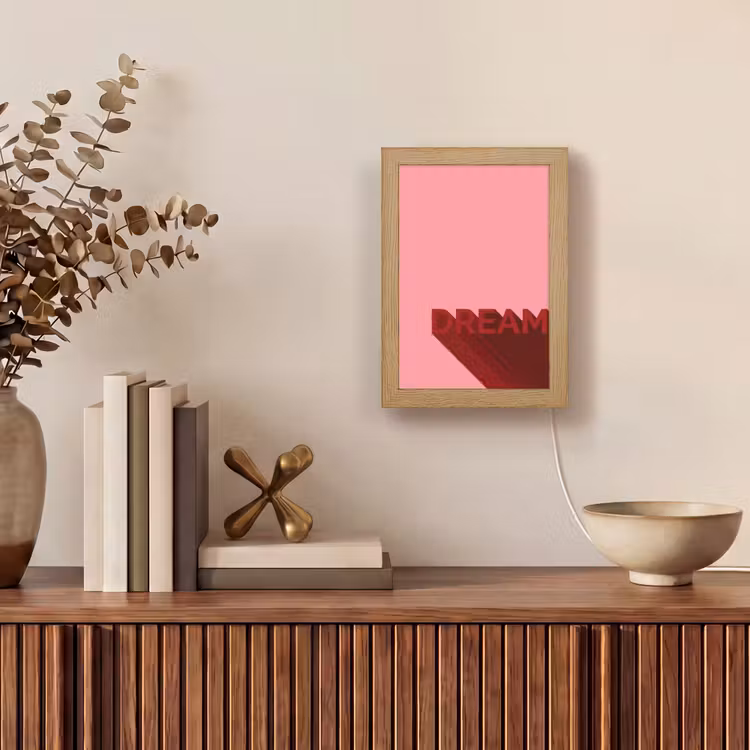 Dream - 3D - Rood - Roze Light Box met kabel (Tafellamp) klein -sfeer2
