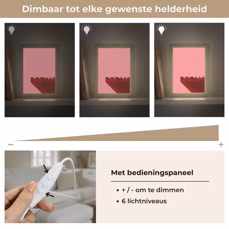 Dream - 3D - Rood - Roze Light Box met kabel (Tafellamp) klein -USP_dimbaarNL