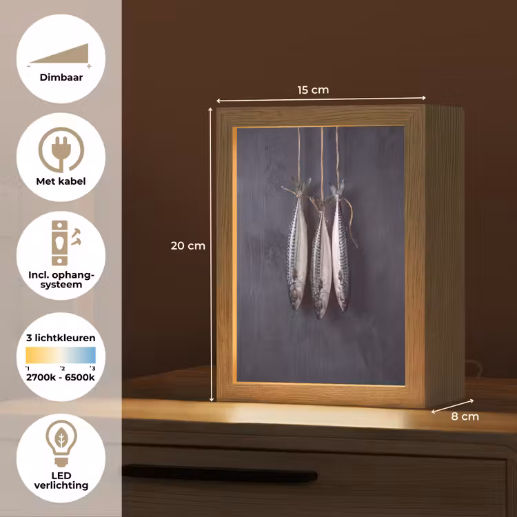 Tafellamp - Drie vissen - Touw - Drie vissen - Touw Light Box met kabel (Tafellamp) klein